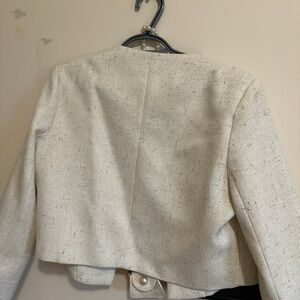 Elegant Cream Women's Jacket with a cute pearl bag